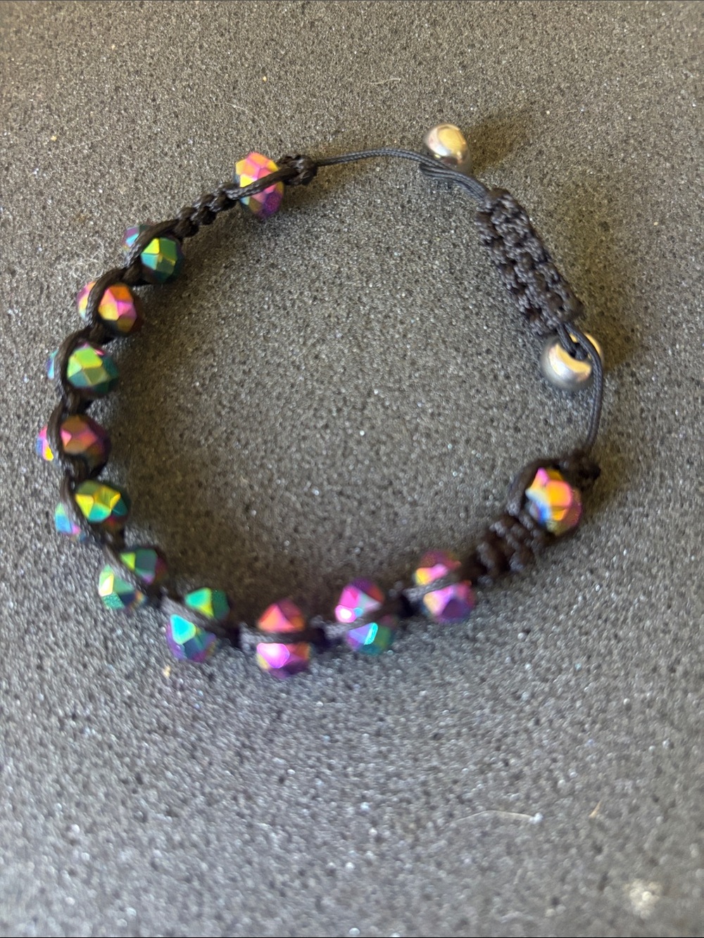 Iridescent AB Crystal Beaded Adjustable Macrame Bracel